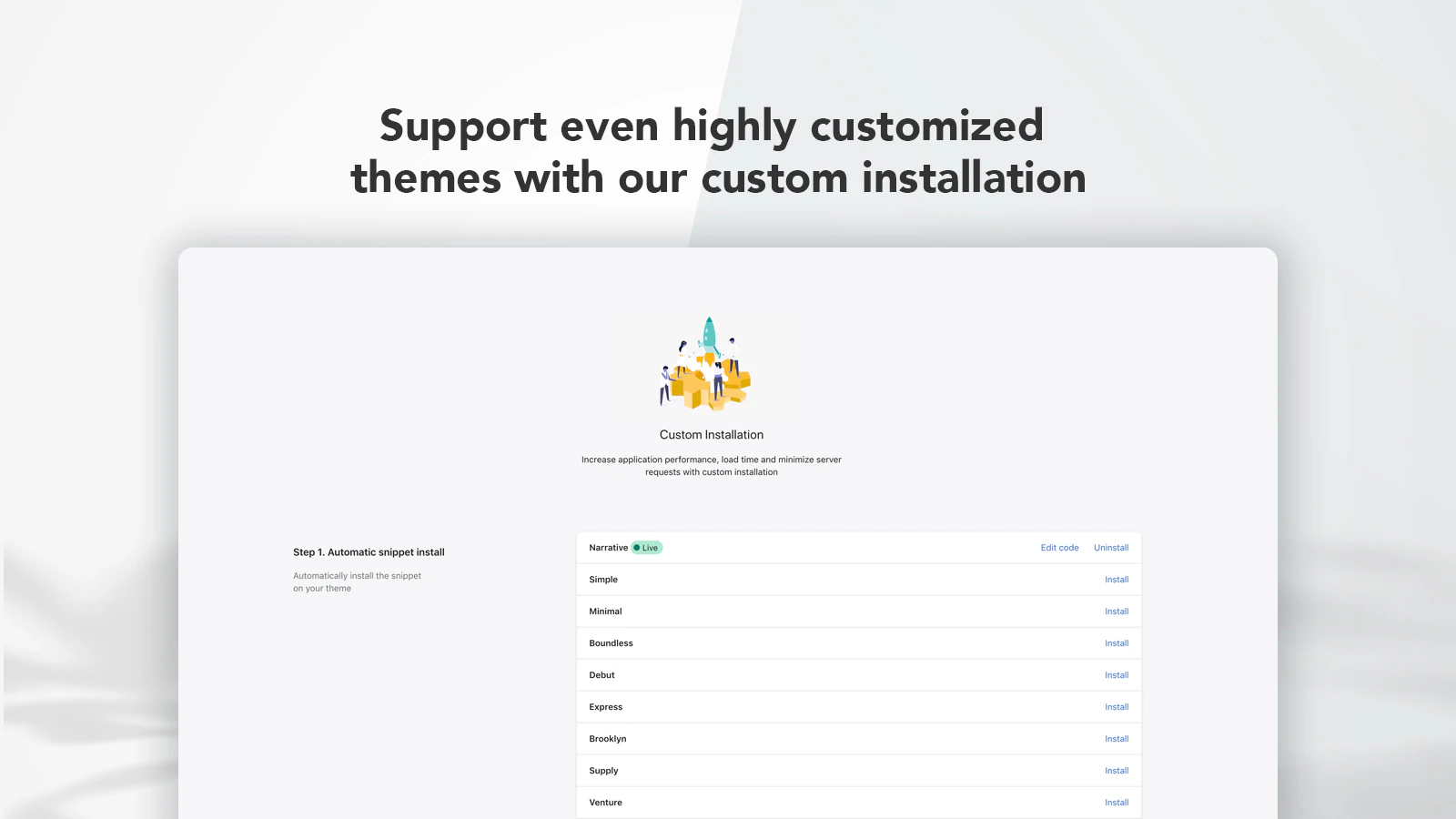 Application custom installation page