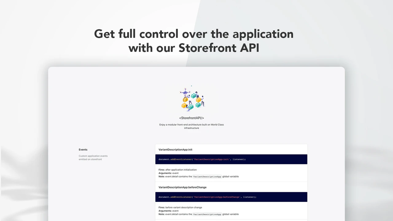 Page API de l'application