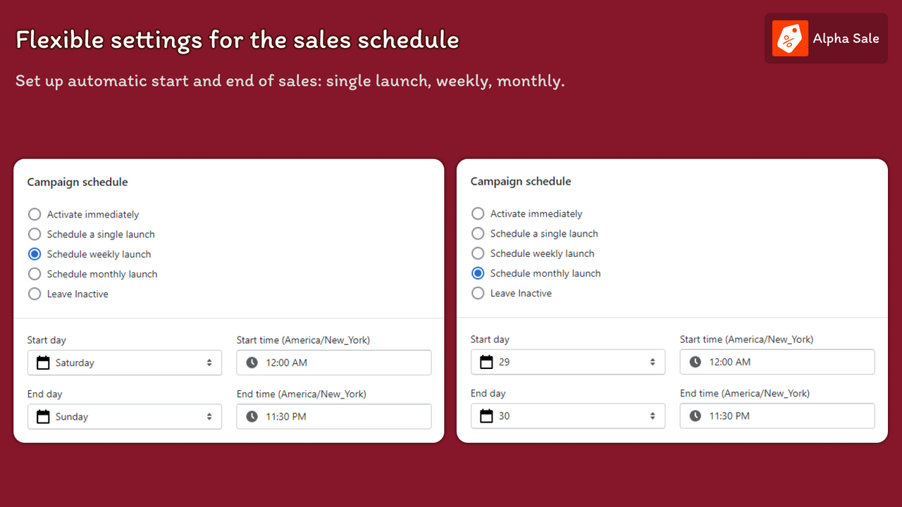 schedule settings