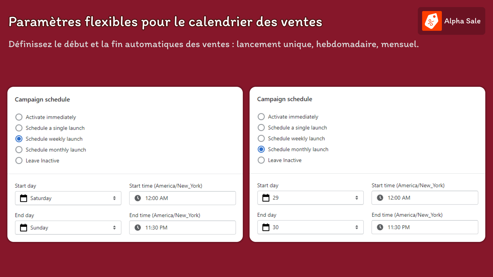 schedule settings