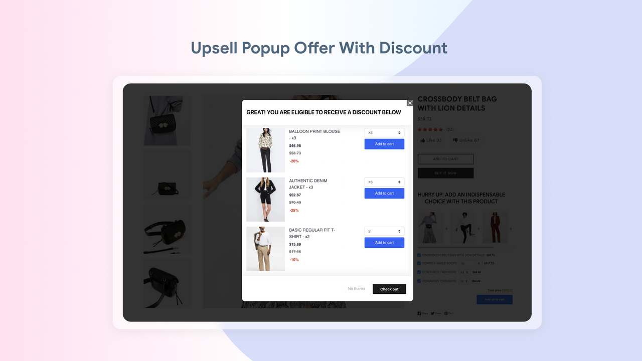 Upsell-Popup-Angebot für Produktbündel mit Rabatt