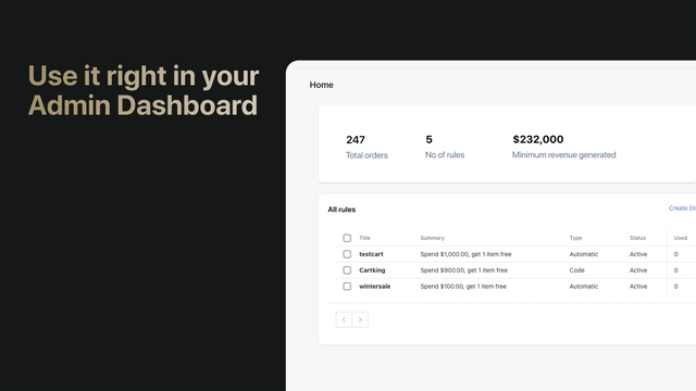 Använd CartKing på Shopify Admin Dashboard
