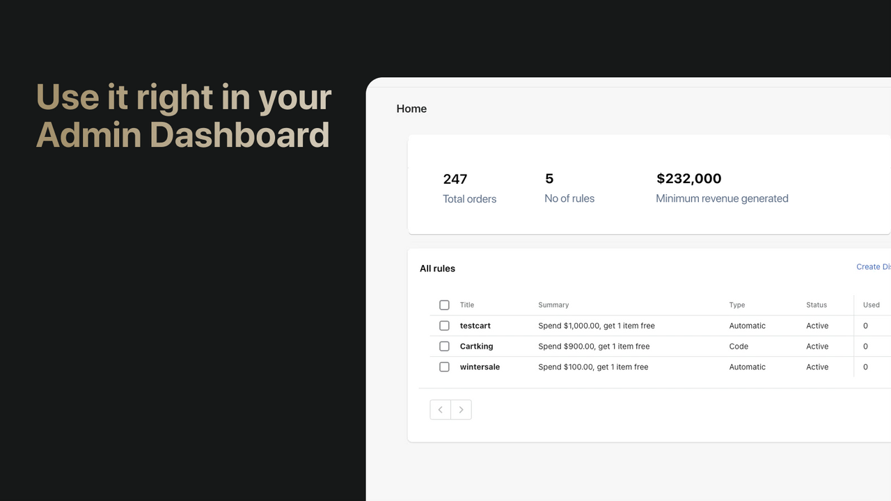 Utilisez CartKing sur le tableau de bord administrateur de Shopify