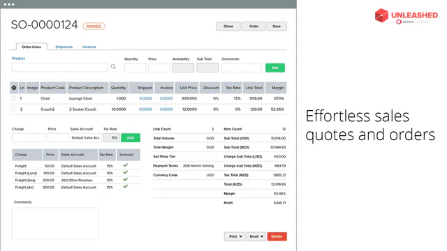 Effortless sales quotes and orders