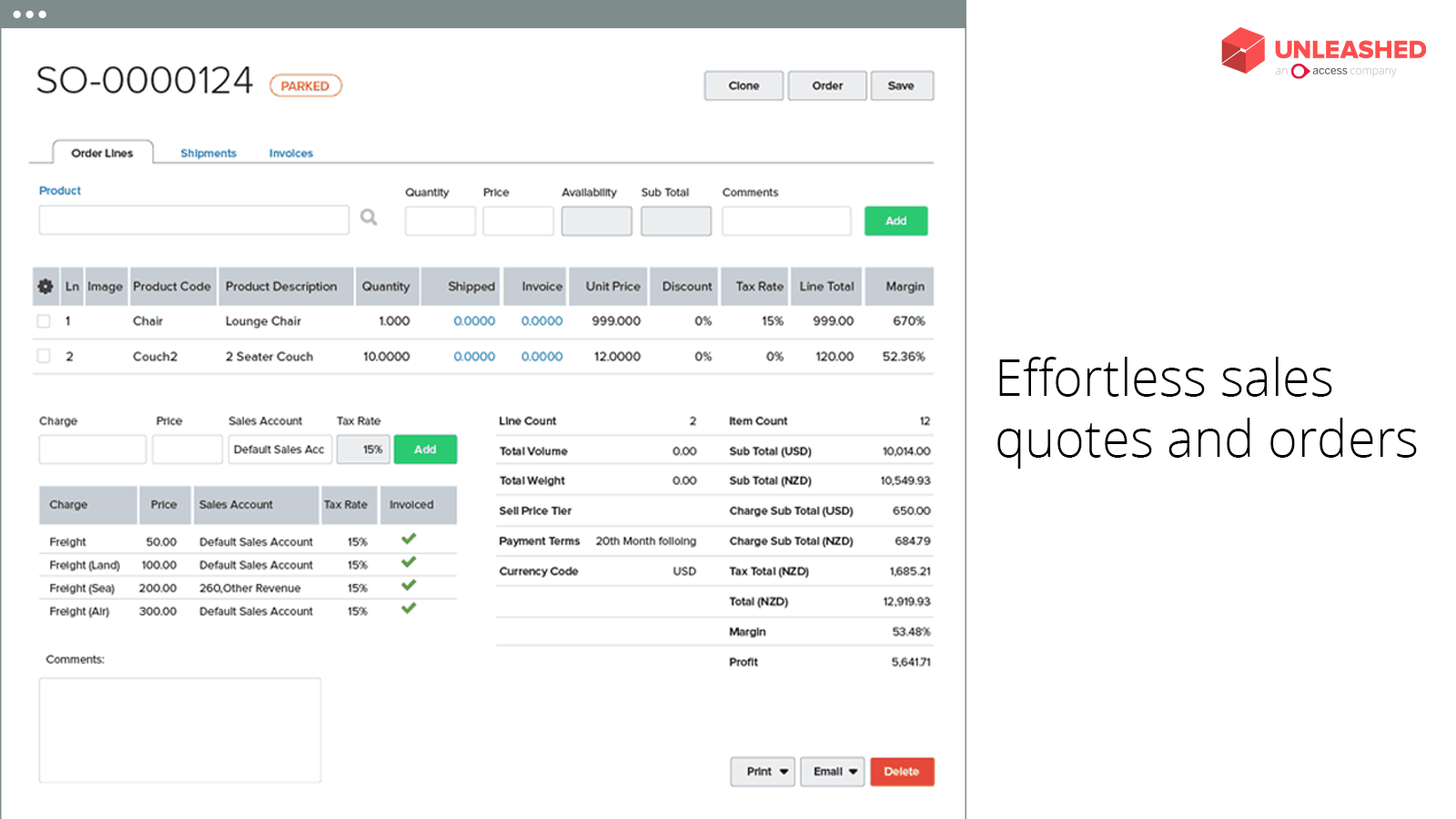 Unleashed Inventory Management Screenshot