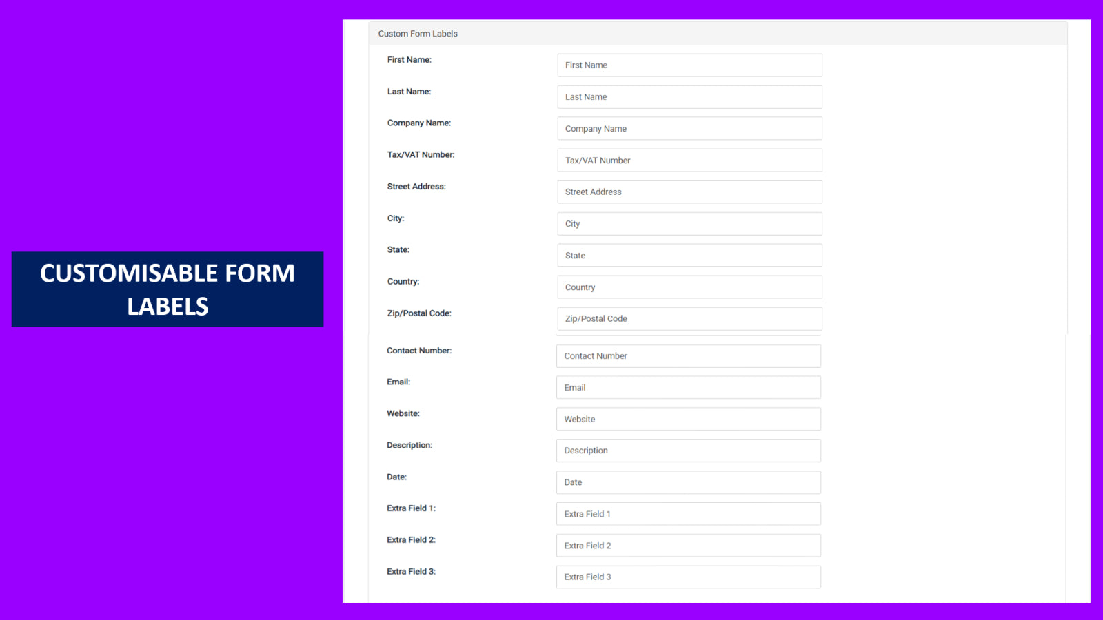 Form Label Customization