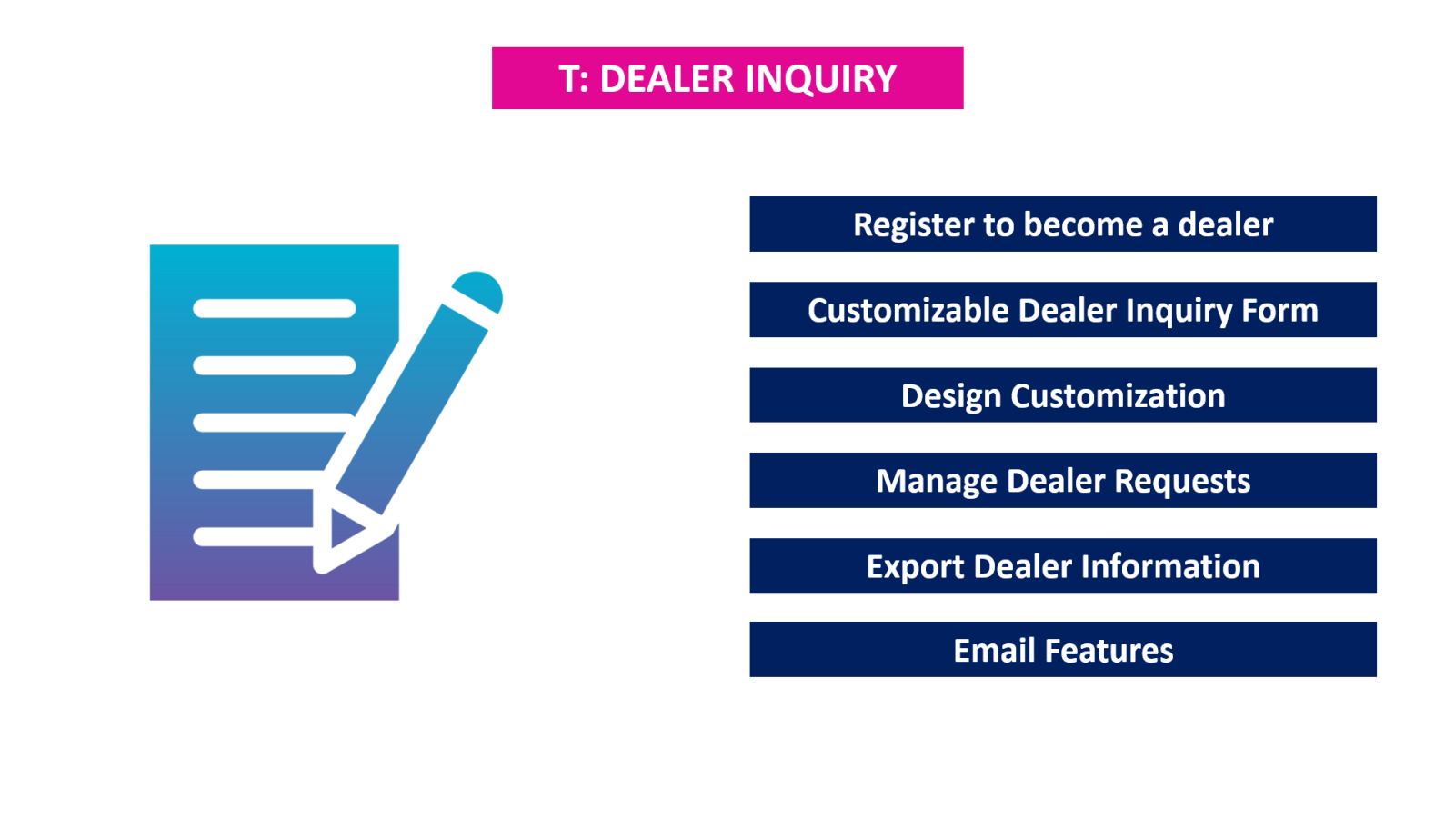 T: Dealer Inquiry Screenshot