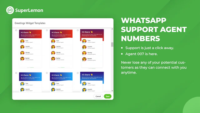 Numéros d'agent de support WhatsApp