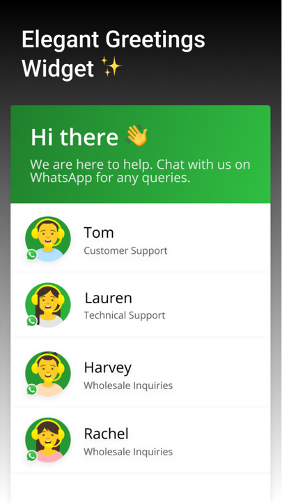 widget met meerdere WhatsApp-ondersteuningsnummers