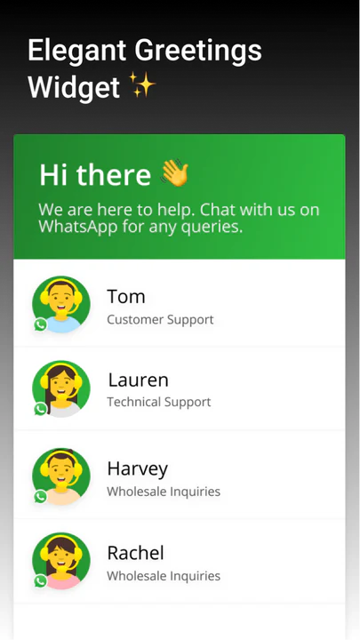 flere whatsapp support numre widget