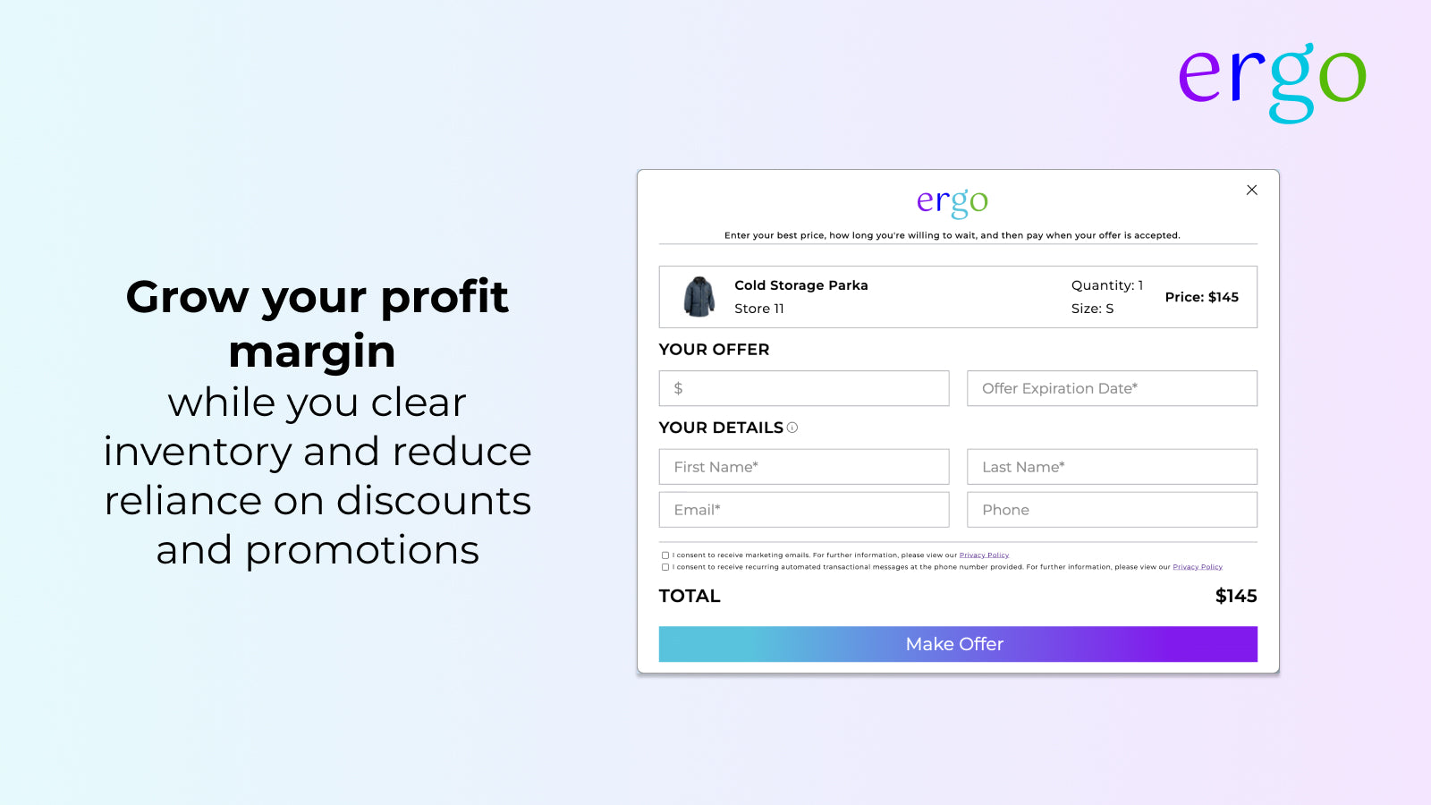 ergo ‑ Offer Tool & Analytics Screenshot