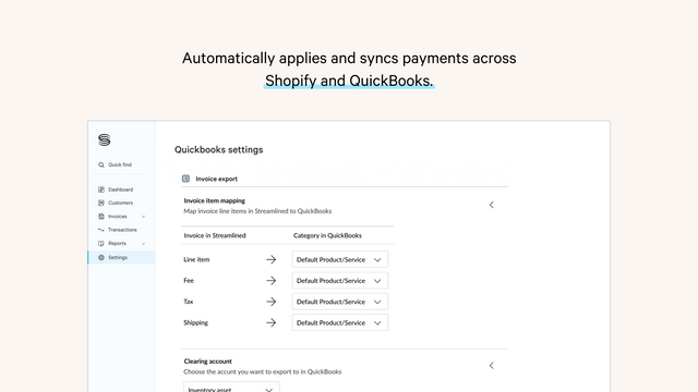 Synkroniserar automatiskt med Quickbooks