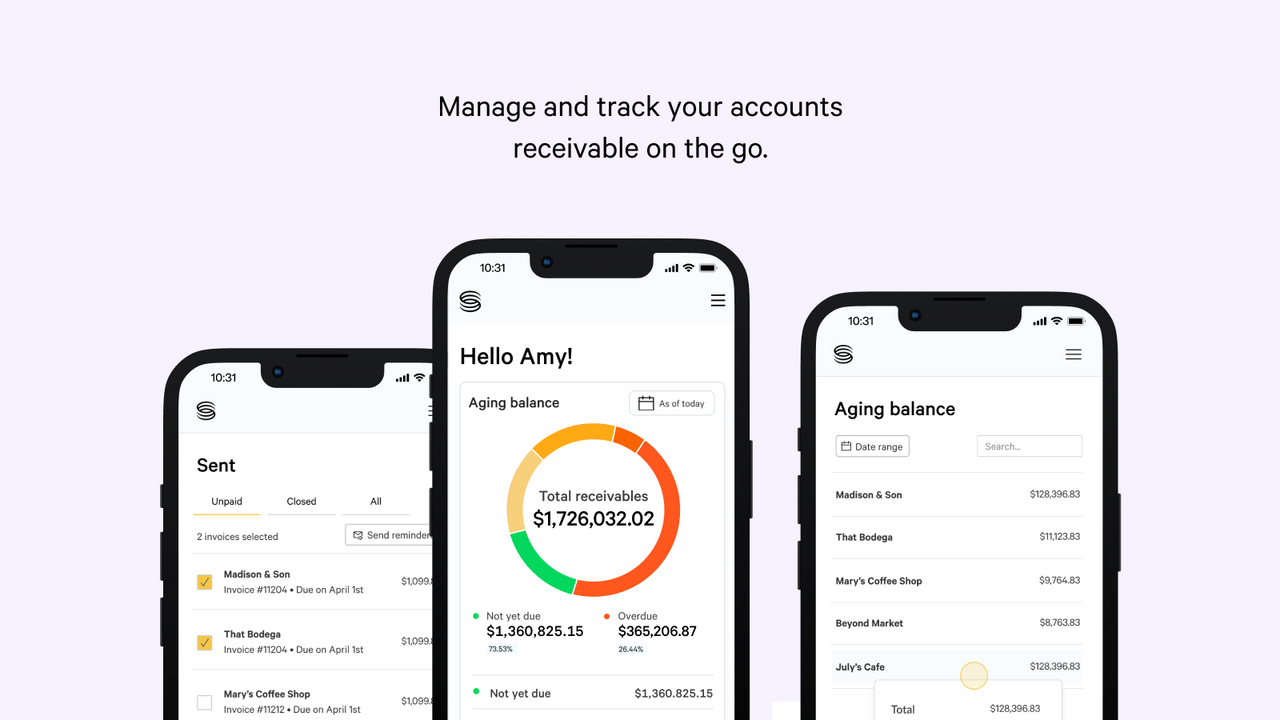 Manage and track your accounts receivable on the go