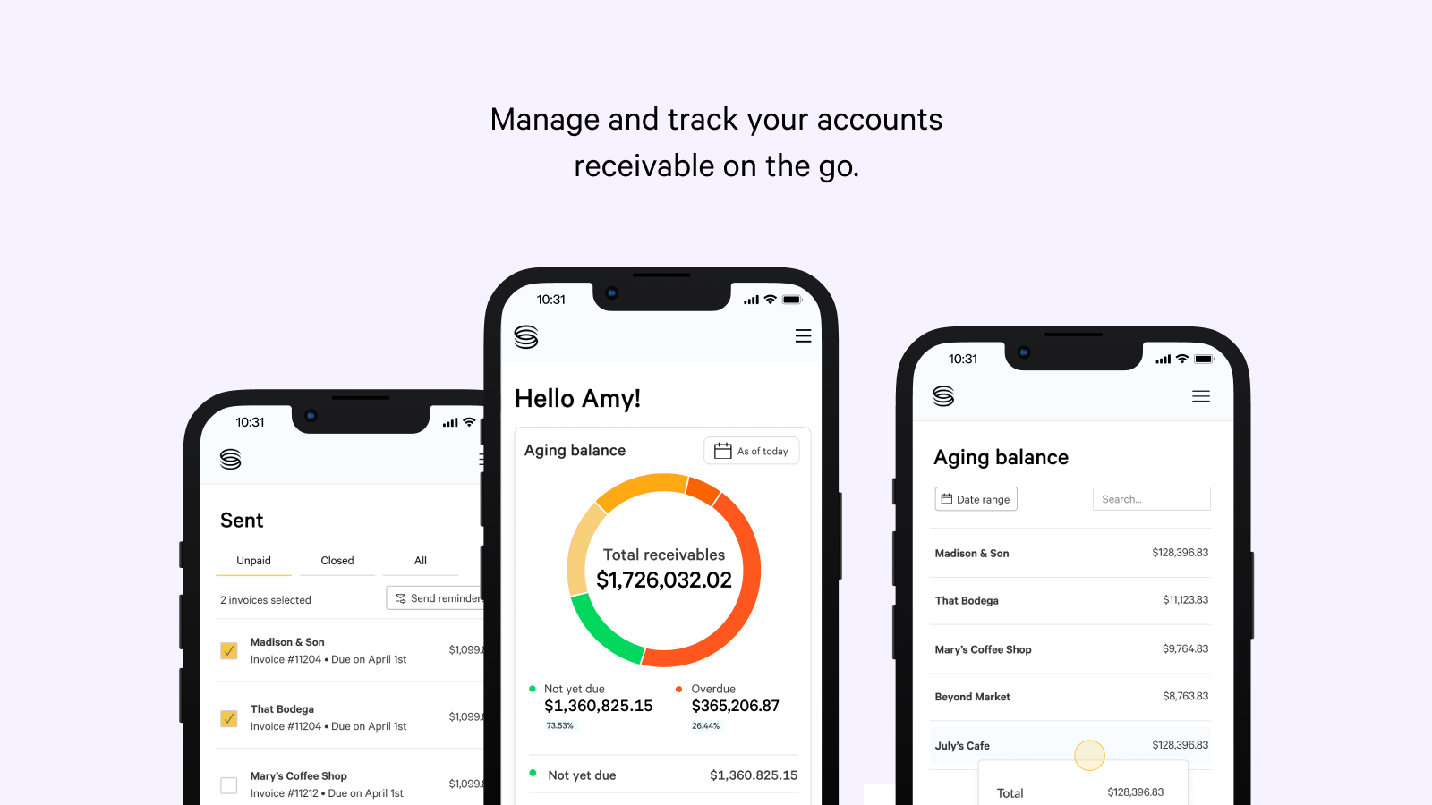 Manage and track your accounts receivable on the go