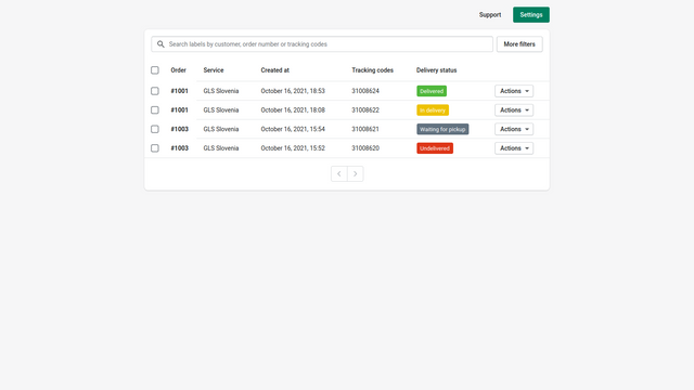 View all shipping labels in one place