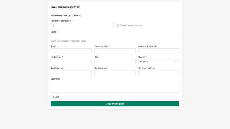 vticniki.si ‑ Shipping labels Screenshot