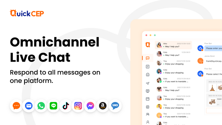 QuickCEP: Live Chat&AI Chatbot Screenshot