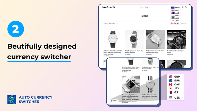 Switcher de moeda bem projetado