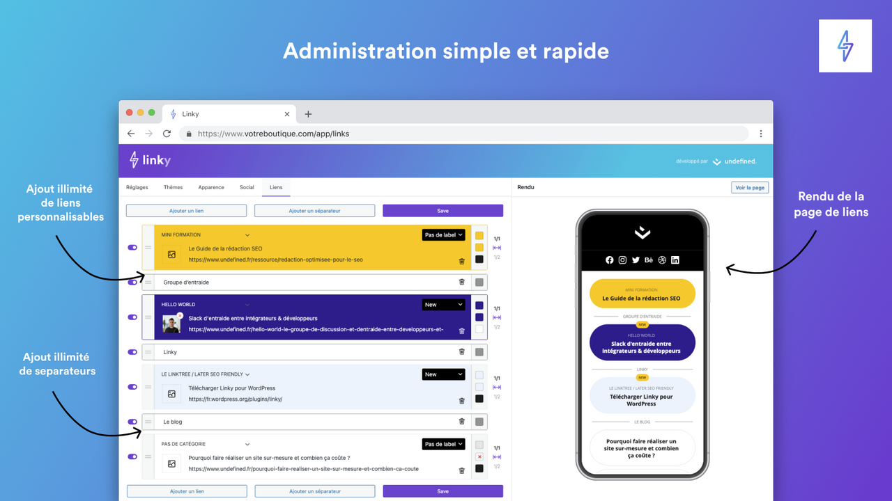 Administration simple et rapide