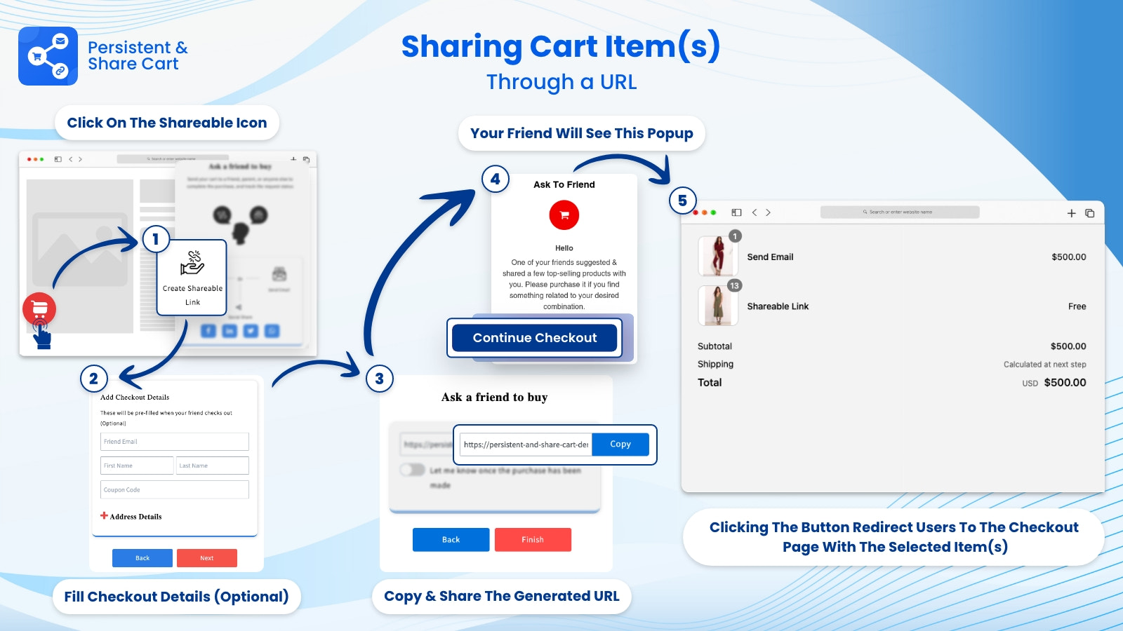 Cart Share via created link