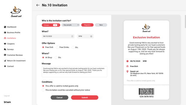 Invitations feature