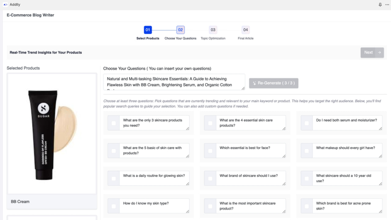 Addlly AI E-Commerce SEO Blog Writer Real-Time Trend Insights