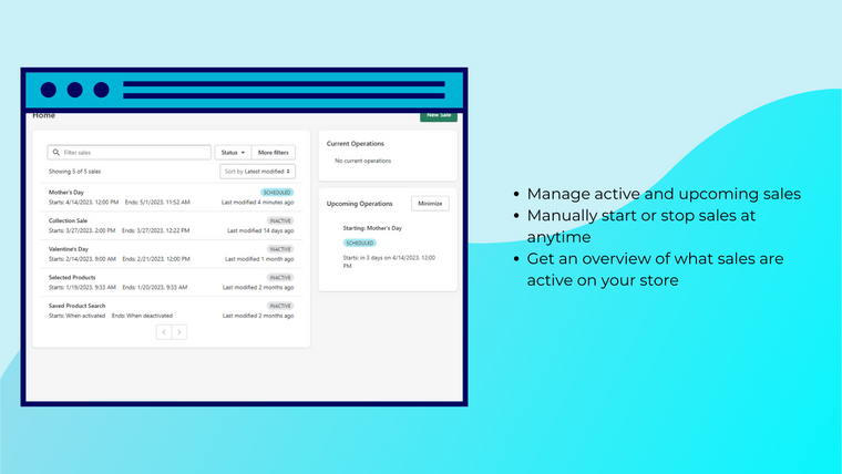 Main Sale ‑ Scheduler Screenshot