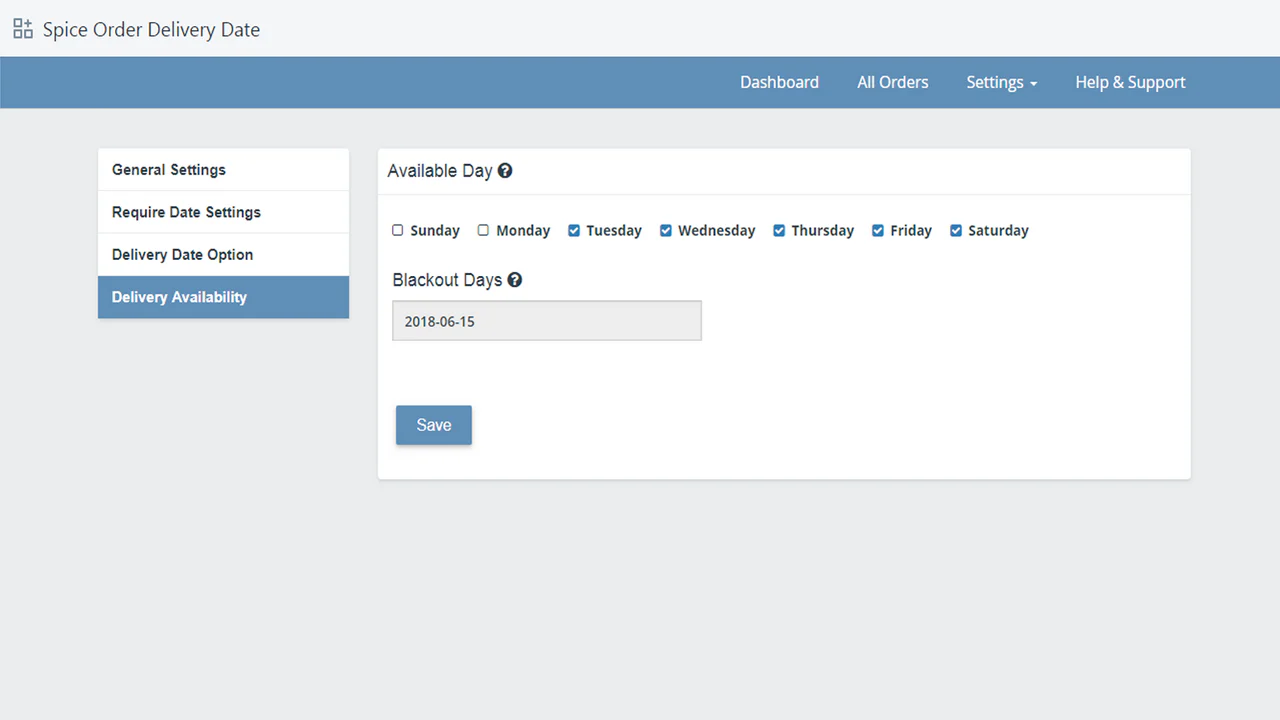 Inställningssida Admin Panel