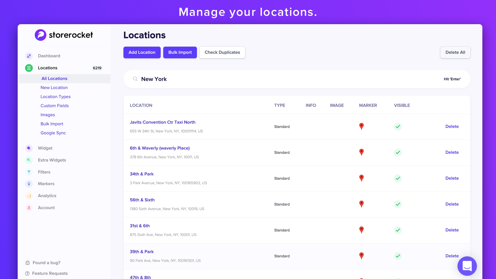 Manage your locations
