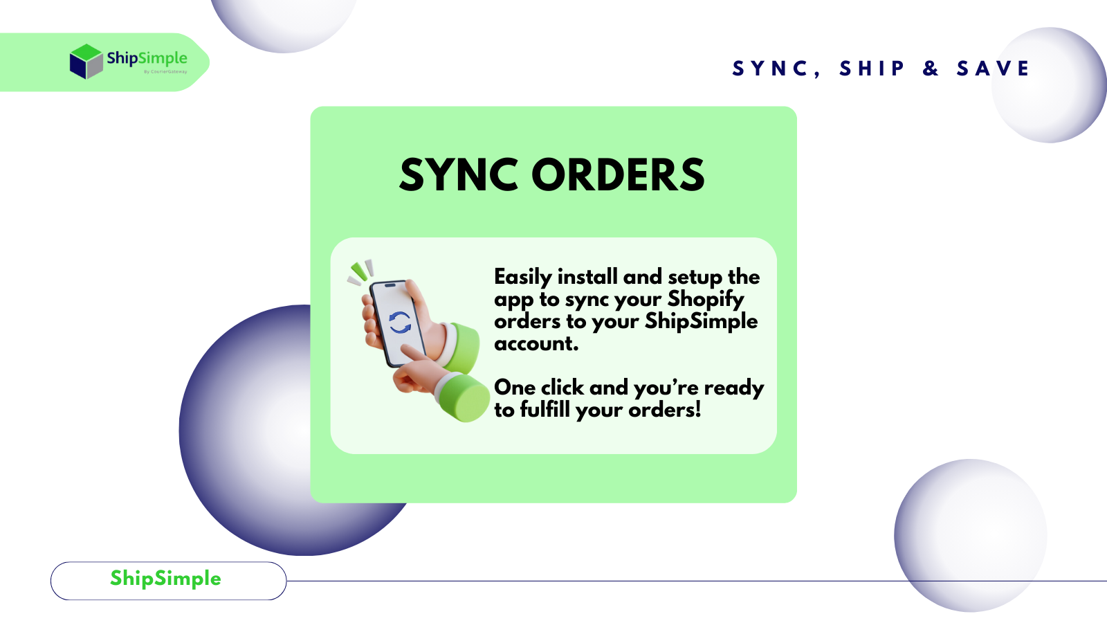 Sync Orders - One click and you're ready to fulfill your orders!