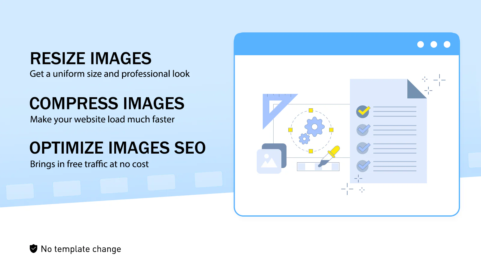 image optimizer, alt text SEO, rename SEO, watermark, compress