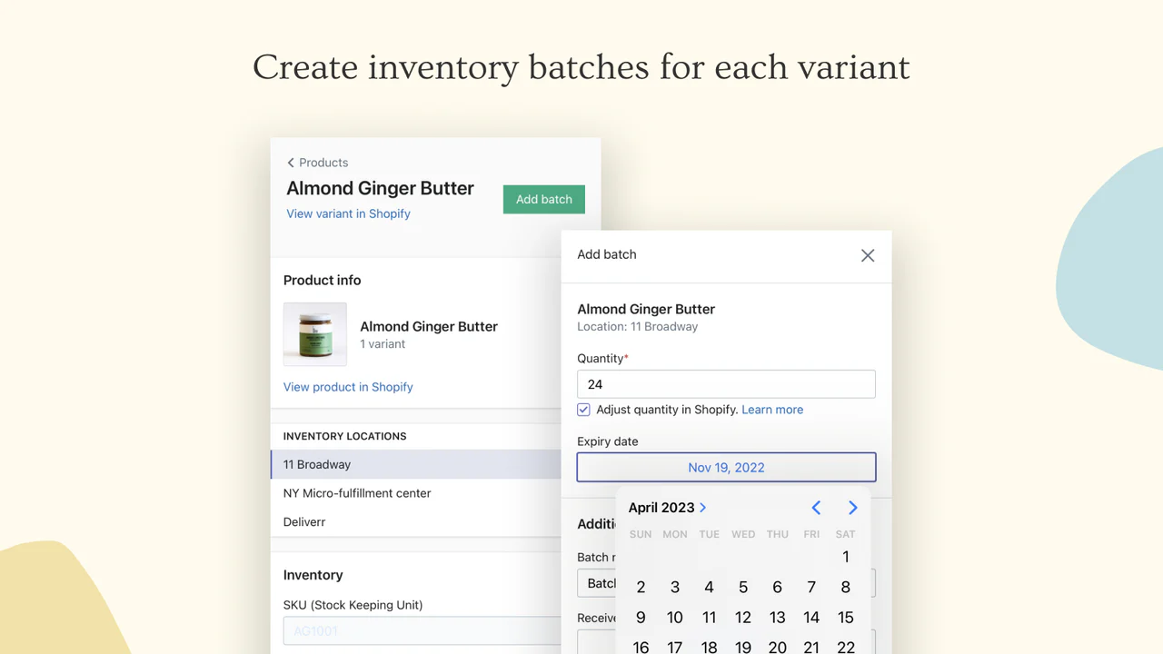 Opret lagerbatches for hver variant