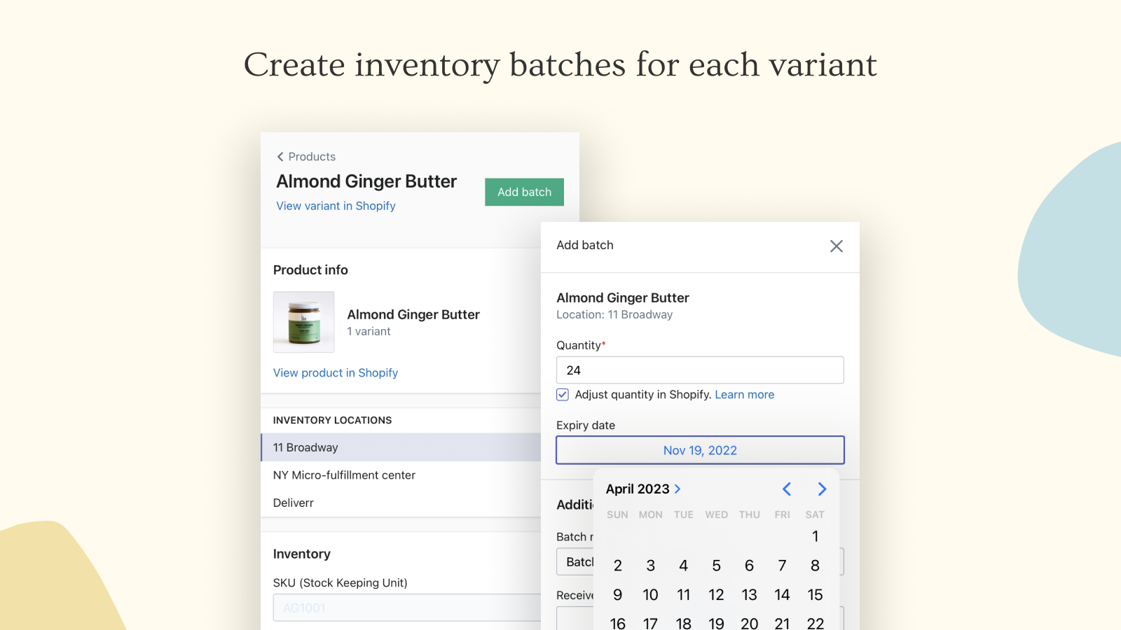 Create inventory batches for each variant