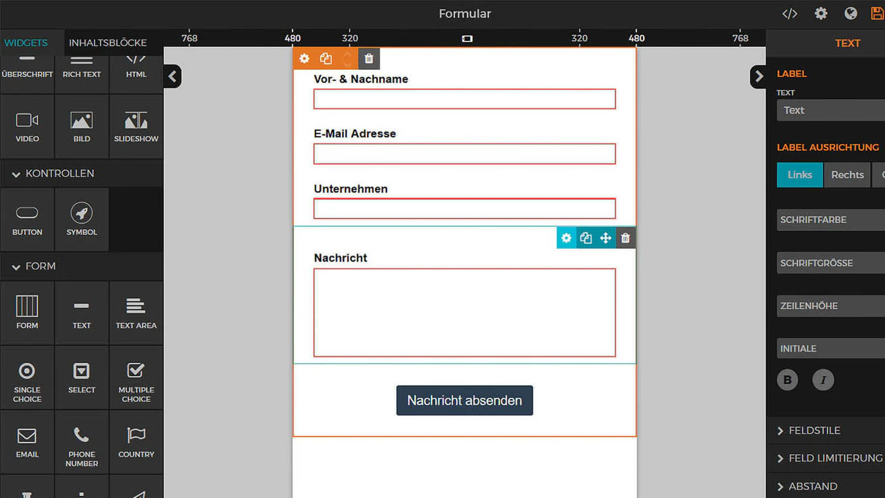 build create edit design forms questioners submit data