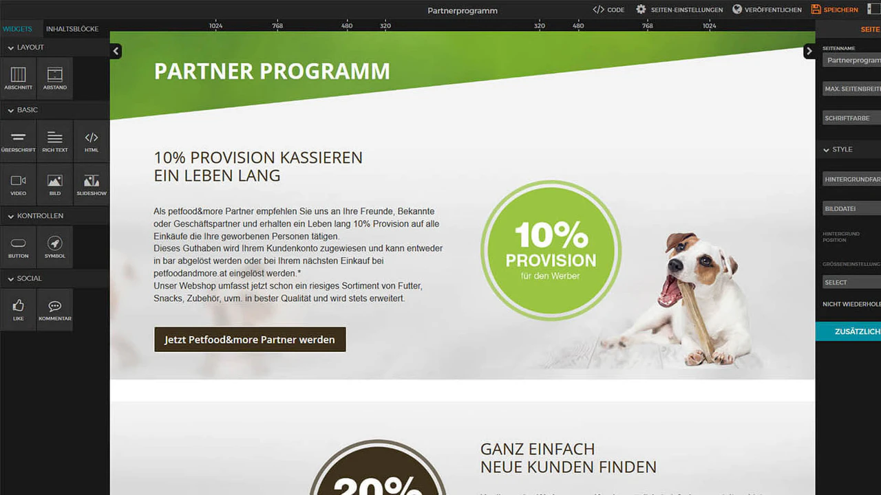 widgets design indholds blokke skabeloner editor bygger nemt