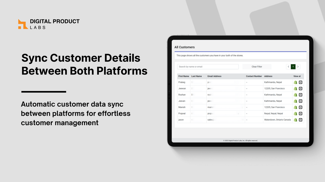 Sync customer details between square and shopify