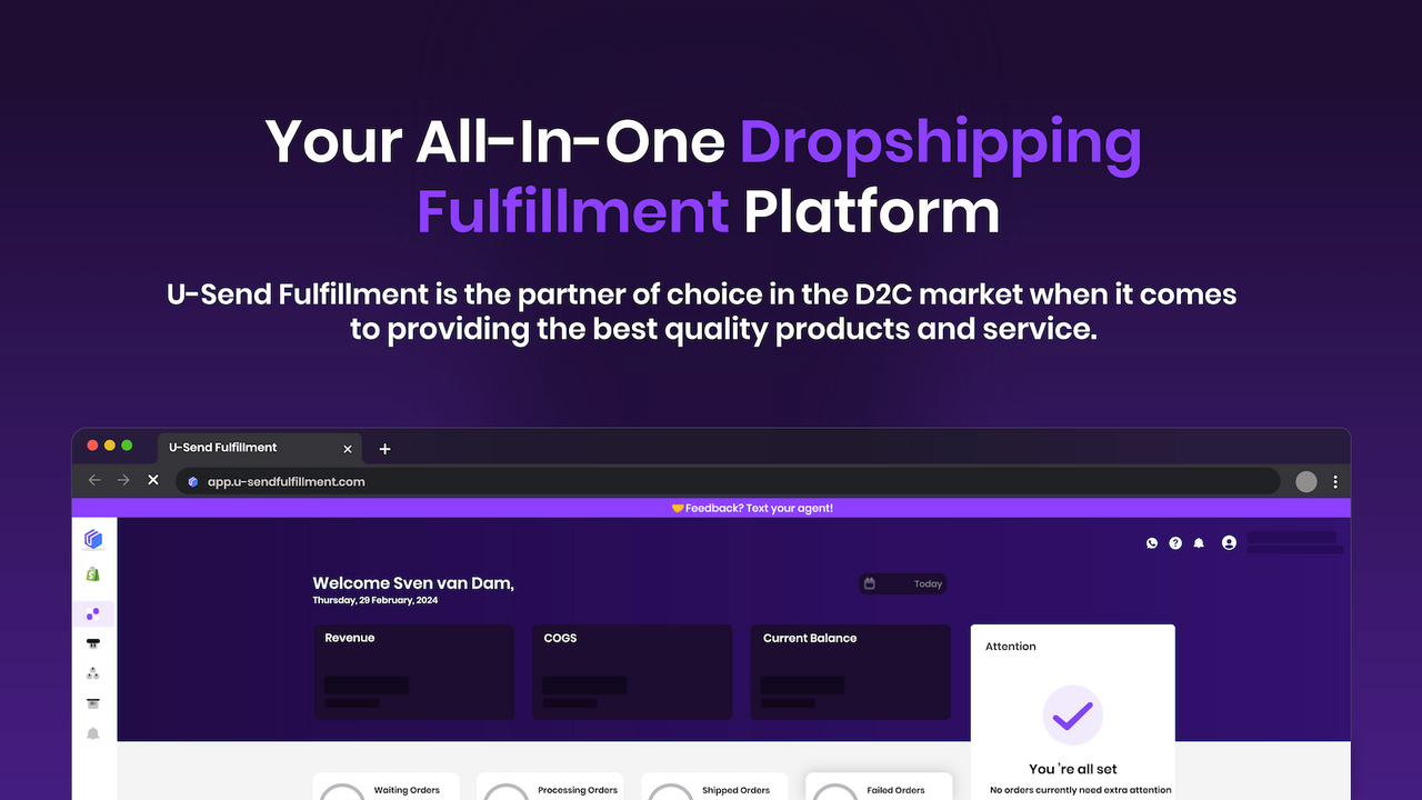 U-Send Fulfillment Dashboard.