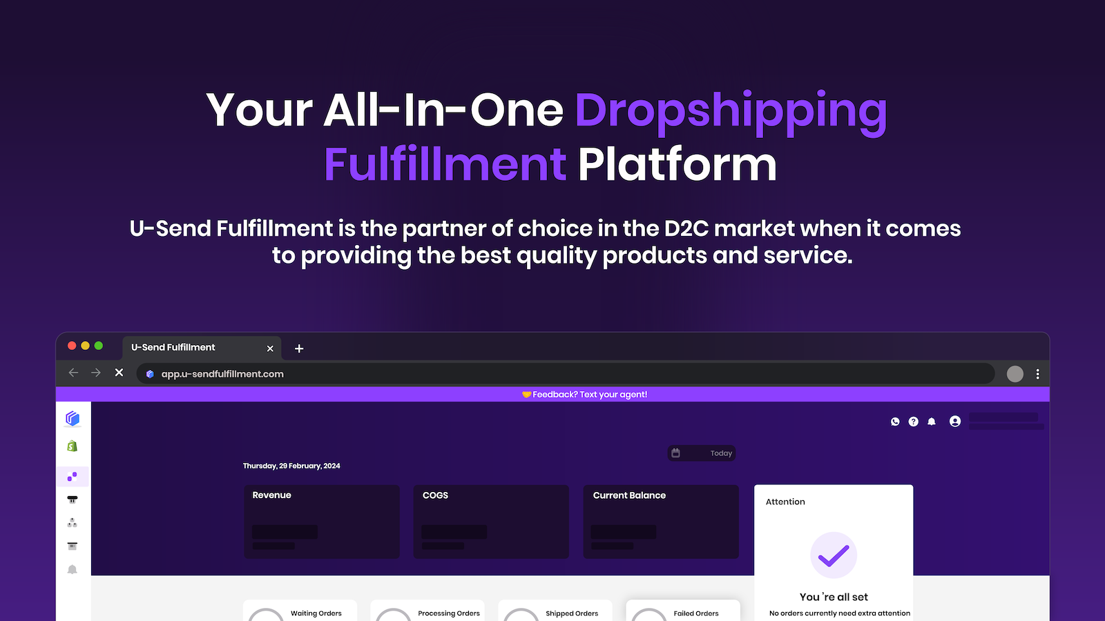 U-Send Fulfillment Dashboard.