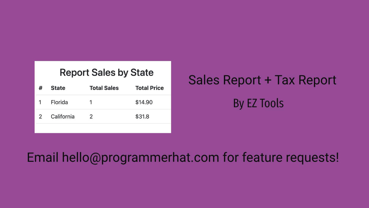 Sales Report and Sales Tax Tracker. Sales dashboard for tracking