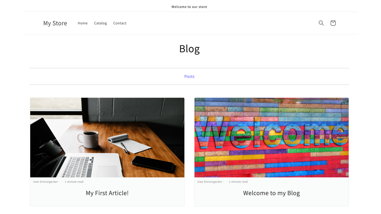 O BlogHandy carrega lindamente no seu tema Shopify