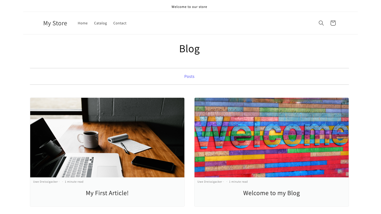 O BlogHandy carrega lindamente no seu tema Shopify