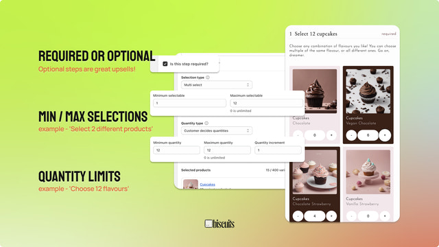 bundle step logic for min and max selections and quantity limits