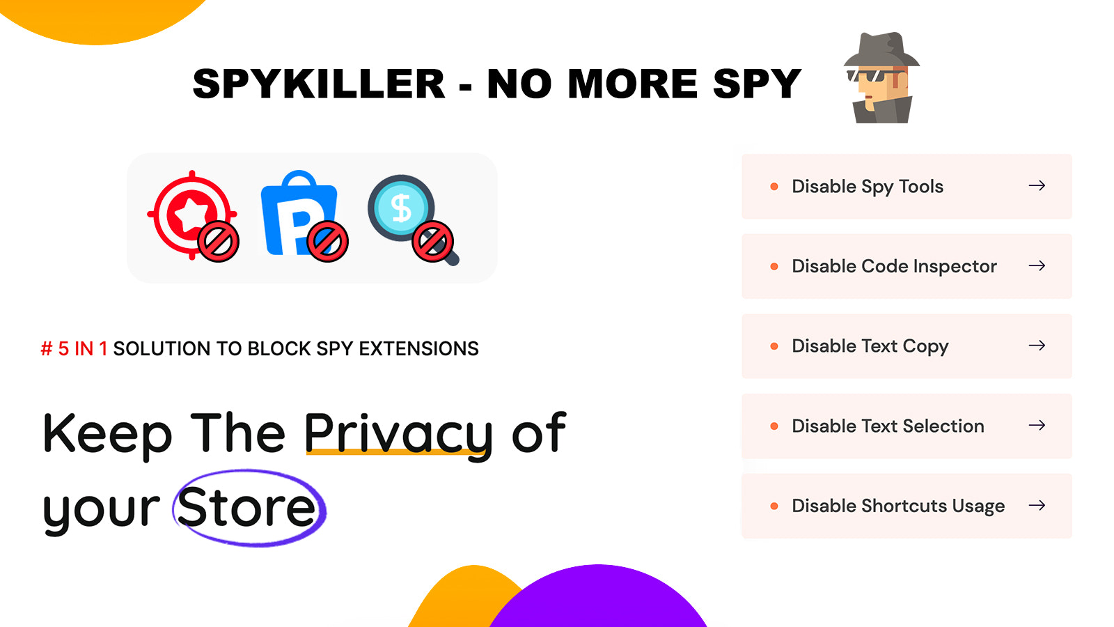 Præsentation af funktion for Spykiller shopify app