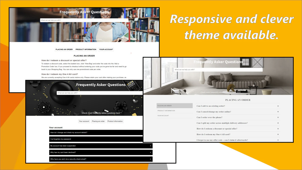 Many types of FAQ page theme