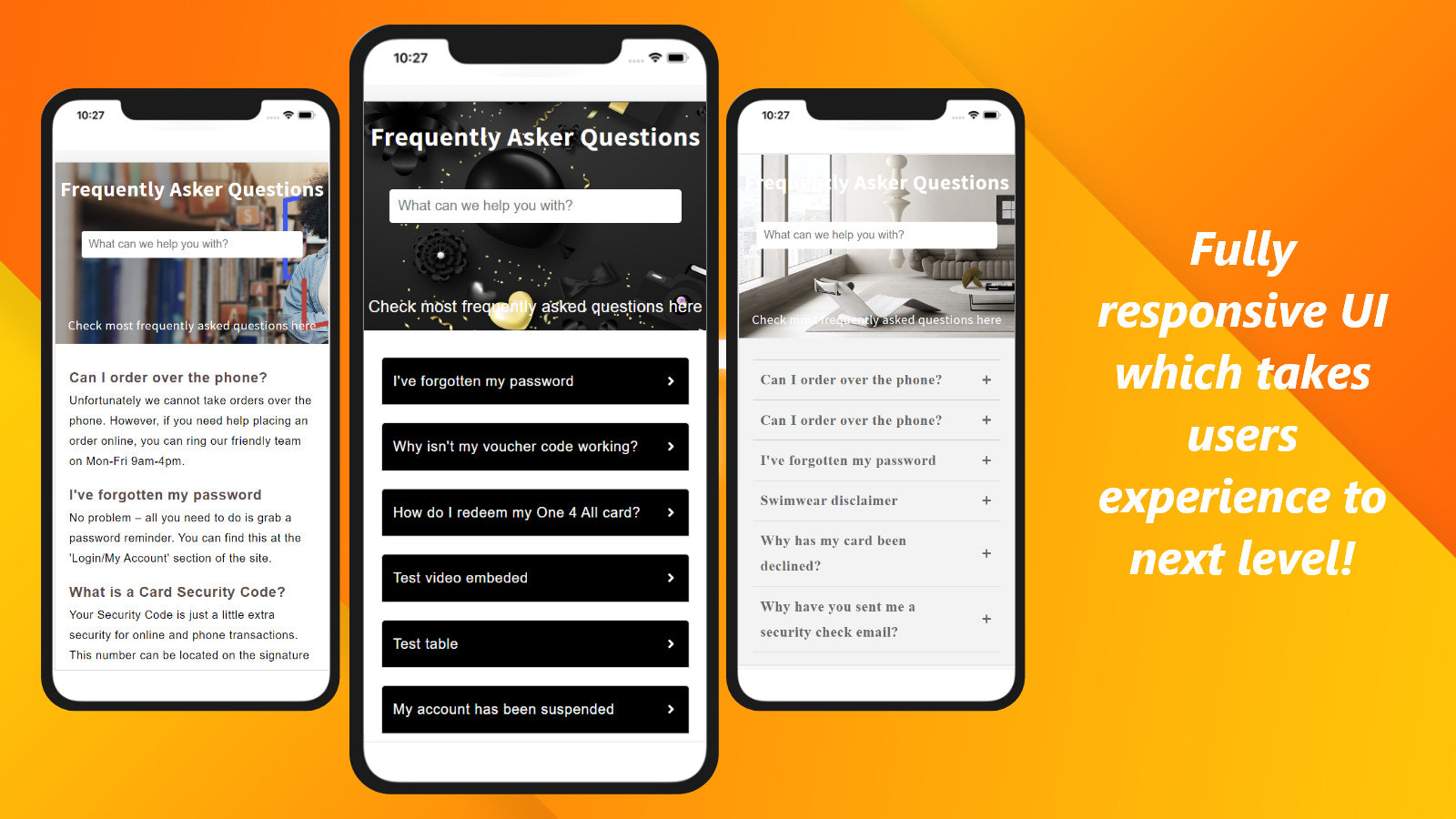 Fully responsive FAQ pages