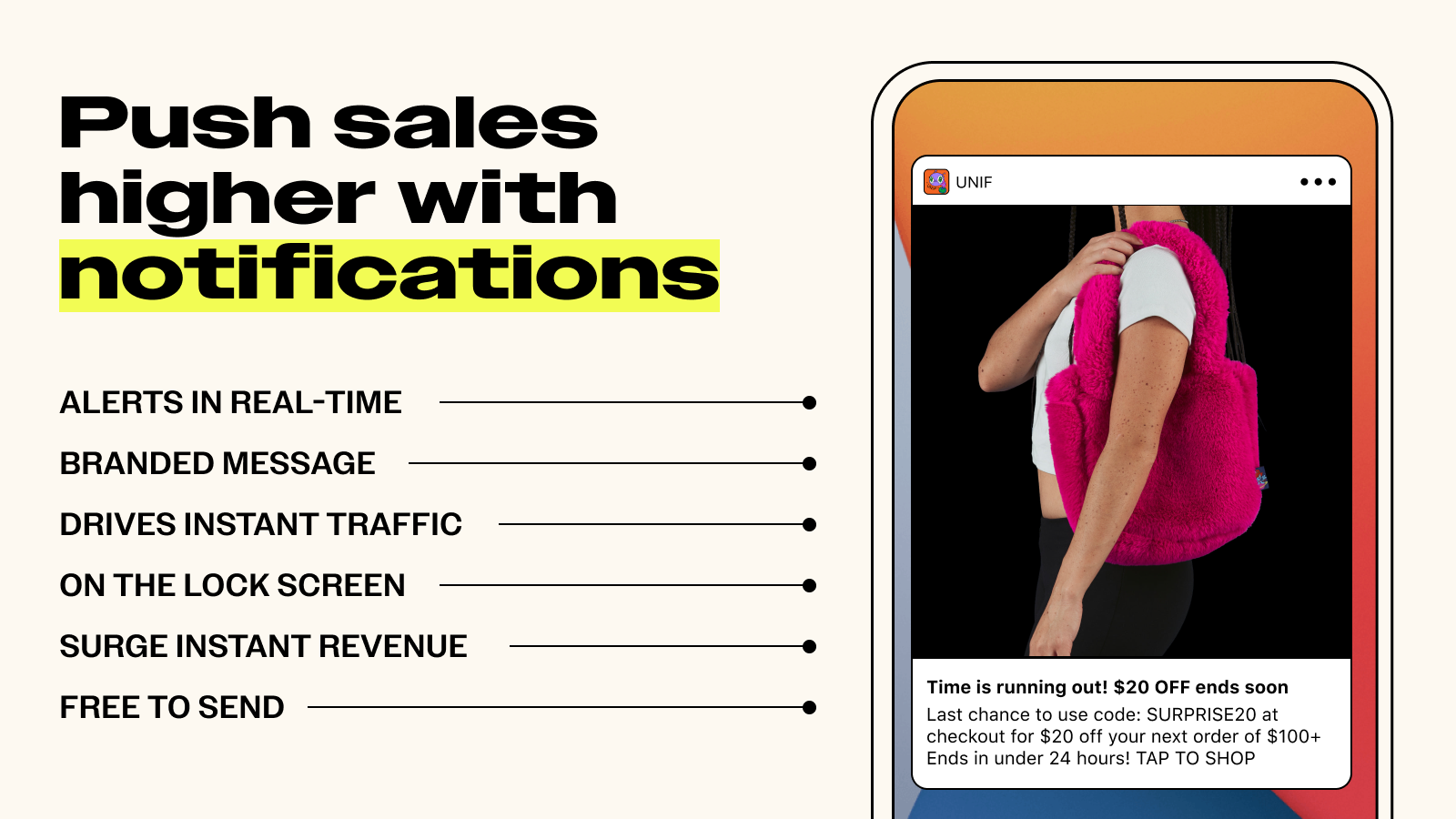 Push notifikationer fra din Shopify mobil app driver salg