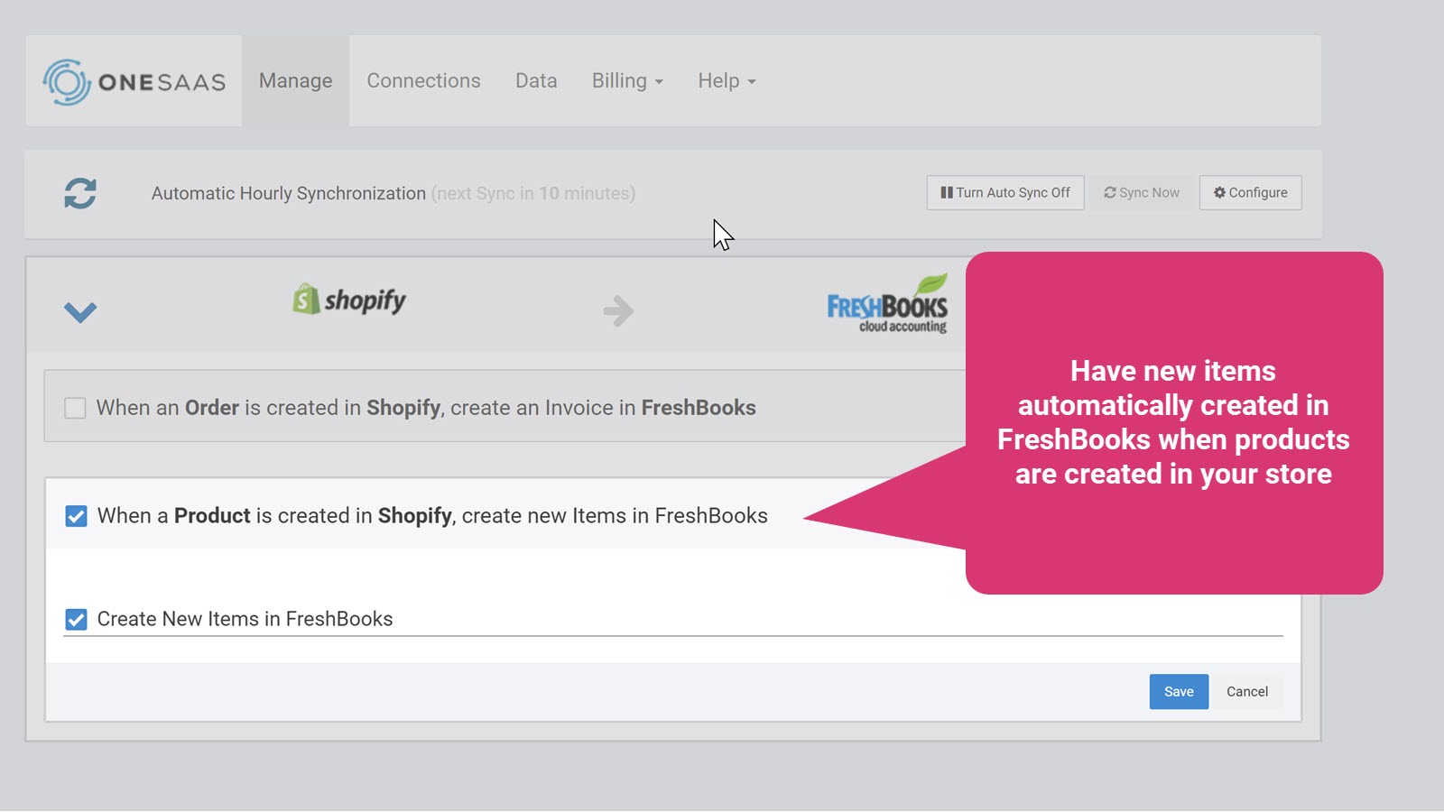 Create new items in FreshBooks when new products in your store