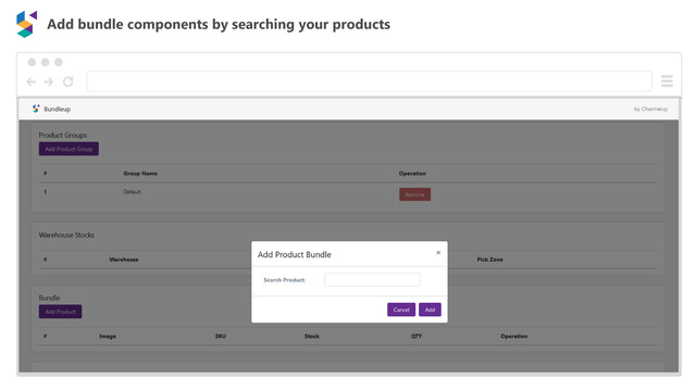 Add bundle components by searching your products