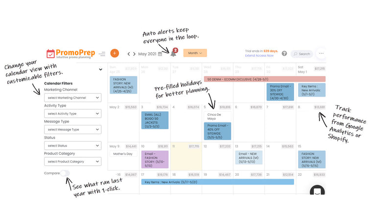 PromoPrep Marketing Calendar Screenshot