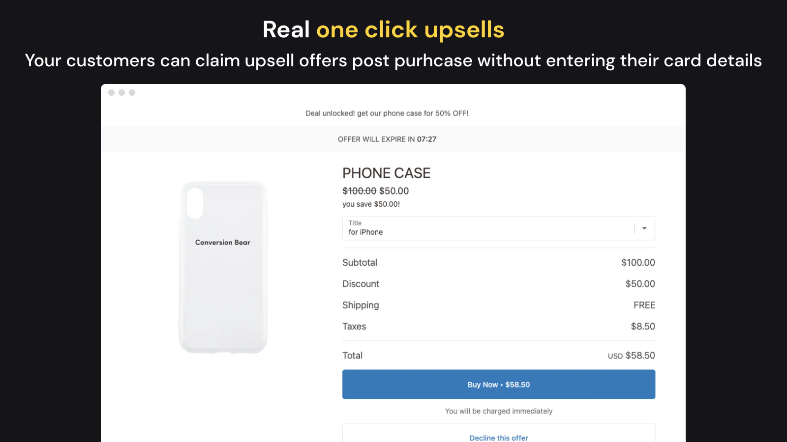 upsell, cart upsell, post purchase upsell, checkout upsell